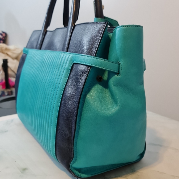 Authentic Zadig & Voltaire Blue/Green Leather Candide TOTE - Picture 12 of 12